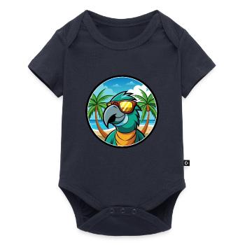Perroquet Drôle Dessin Animé Plage Été Lunettes De Soleil Cool - Body à manches courtes Premium Bébé - bleu marine - Devant