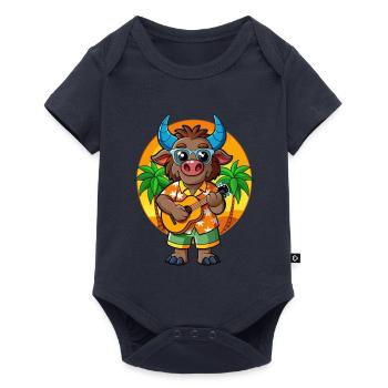 Lustige Buffalo Cartoon Sommer Strand Sonnenbrille - Baby Premium Kurzarmbody - Navy - Vorne