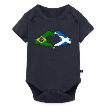 Brésil Ecosse drapeau mains forme de coeur utilisé - Body à manches courtes Premium Bébé - bleu marine - Devant