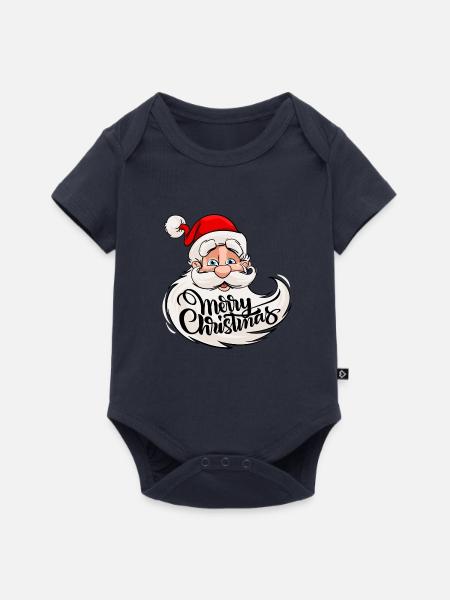 Merry Christmas - Weihnachtsmann mit Rauschebart - Baby Premium Kurzarmbody - Navy