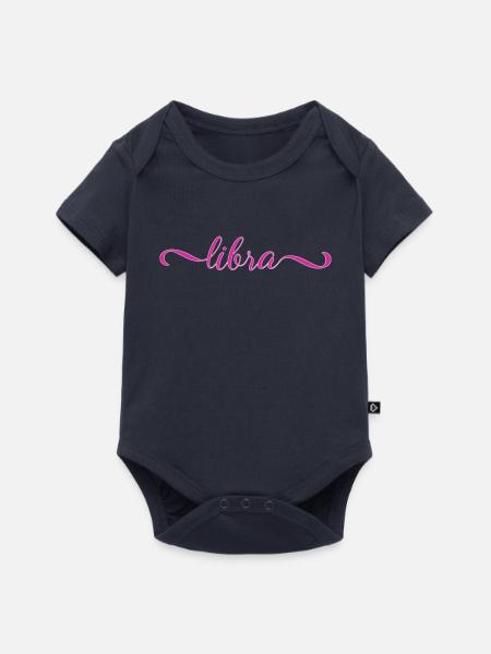 Libra Pink Script Zodiak Design - Baby Premium Kurzarmbody - Navy