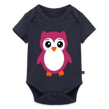 Eule, Rosa Eule - Baby Premium Kurzarmbody - Navy - Vorne