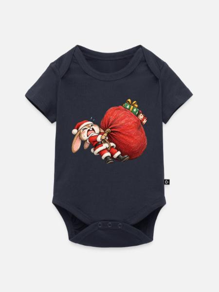 Lustiger Hasen-Riesensack-Winter-Hasen-Humor - Baby Premium Kurzarmbody - Navy