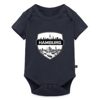 Hamburg-Deutschland-Skyline-Reiseabzeichen-Souvenir - Baby Premium Kurzarmbody - Navy - Vorne