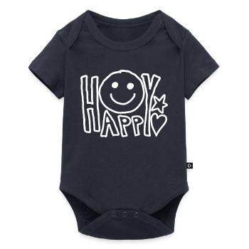 Happy Smile Gesicht Geschenkidee Glücklich sein - Baby Premium Kurzarmbody - Navy - Vorne