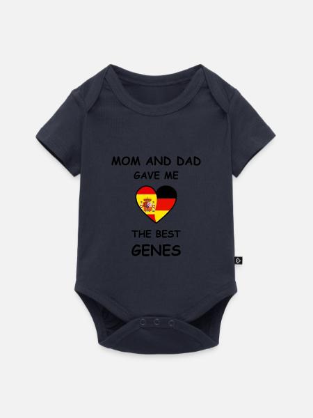 Spain Germany Genes Heart - Baby Premium Kurzarmbody - Navy