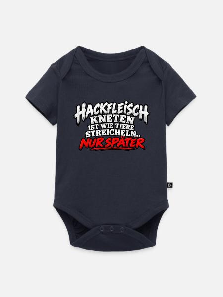 Hackfleisch Kneten Spruch T-Shirt - Baby Premium Kurzarmbody - Navy