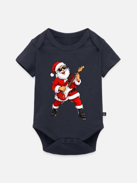 Weihnachts-Rocker Santa - Baby Premium Kurzarmbody - Navy
