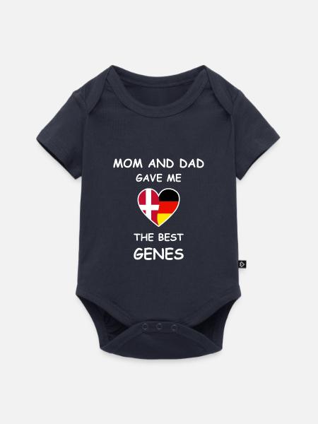 Denmark Germany Genes Heart White - Baby Premium Kurzarmbody - Navy