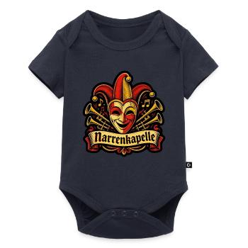 Narrenkapelle Fasching Narrenmaske Linolschnitt - Baby Premium Kurzarmbody - Navy - Vorne