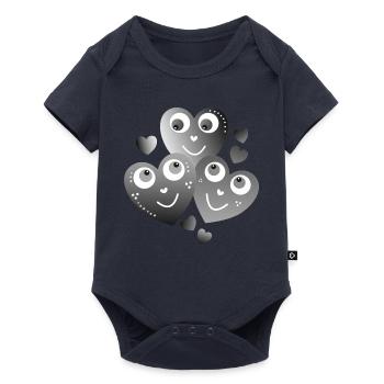 fröhliche grauschwarze Herzen lächelnde Herzen - Baby Premium Kurzarmbody - Navy - Vorne