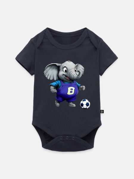 Elefanten Fussball / Fussballer Elefant - Baby Premium Kurzarmbody - Navy