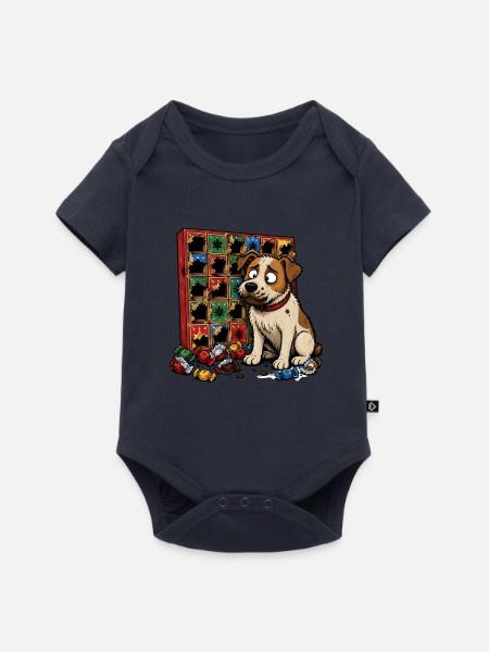 Hund Adventskalender Schokolade Comic T-Shirt - Baby Premium Kurzarmbody - Navy