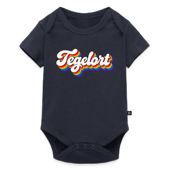Tegelort - Regenbogen Schrift Berlin Reinickendorf - Baby Premium Kurzarmbody - Navy - Vorne