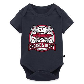 Retro Muscle Car Garage Abzeichen – Öl und Ruhm - Baby Premium Kurzarmbody - Navy - Vorne