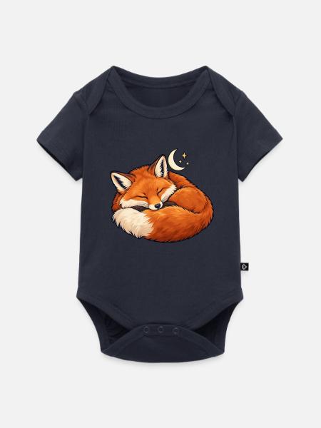 Schlafender Fuchs Mondtraum - Baby Premium Kurzarmbody - Navy