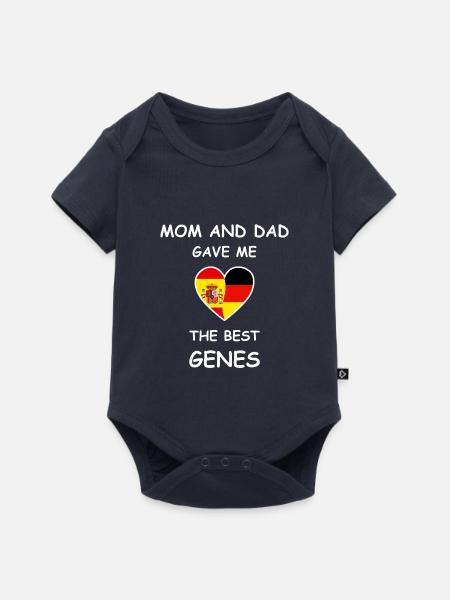 Spain Germany Genes Heart White - Baby Premium Kurzarmbody - Navy