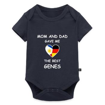 Philippines Germany Genes Heart White - Baby Premium Kurzarmbody - Navy - Vorne