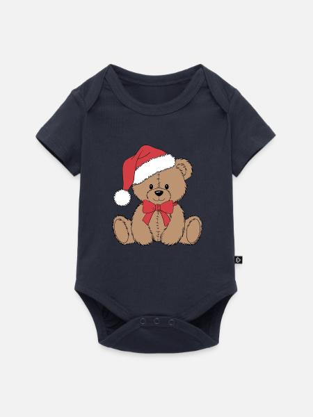 Gemütlicher Weihnachtsteddybär - Baby Premium Kurzarmbody - Navy
