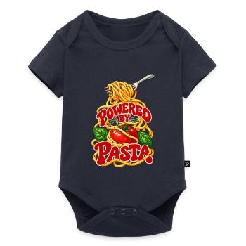 Powered by Pasta: Italienisches Essen - Baby Premium Kurzarmbody - Navy - Vorne