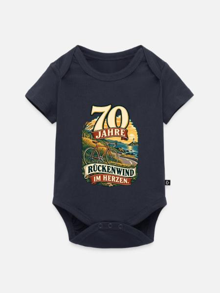70 Jahre Rückenwind im Herzen - Baby Premium Kurzarmbody - Navy