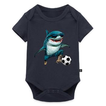 Fussball Hai Fisch - Baby Premium Kurzarmbody - Navy - Vorne