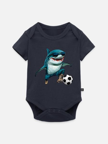 Fussball Hai Fisch - Baby Premium Kurzarmbody - Navy