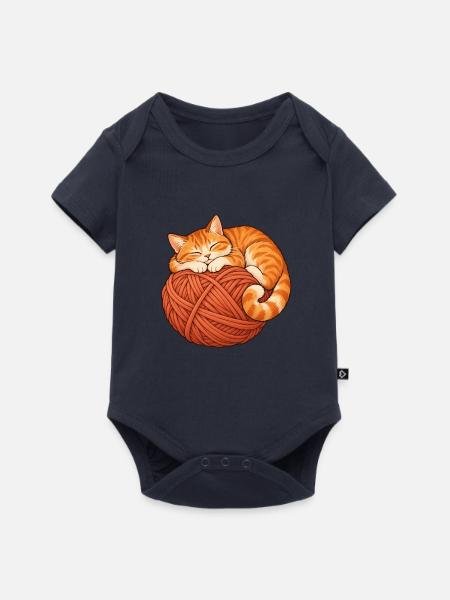 Katze mit Garn - Baby Premium Kurzarmbody - Navy