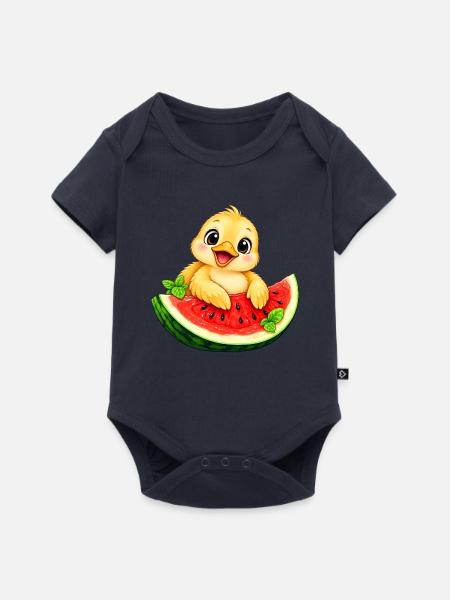 Süßes Küken Cartoon Sommer Melone - Baby Premium Kurzarmbody - Navy