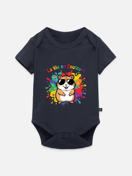 Leben in Regenbogenhamsterfarben - Baby Premium Kurzarmbody - Navy