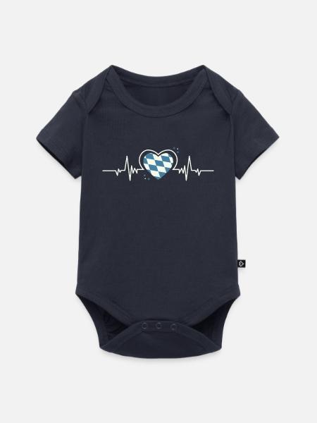 Bayern Herzschlag Rauten - Baby Premium Kurzarmbody - Navy