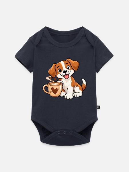 Dogs & Coffee - Baby Premium Kurzarmbody - Navy