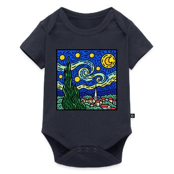 Wirbelnder Nachthimmel über dem Dorf - Baby Premium Kurzarmbody - Navy - Vorne