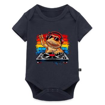 Bearded Dragon DJ Rainbow Vibes - Baby Premium Kurzarmbody - Navy - Vorne