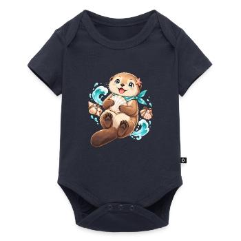 Süßer Otter mit Muschel und Seestern | Noventra - Baby Premium Kurzarmbody - Navy - Vorne