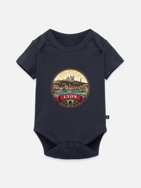 Lyon Frankreich Reiseabzeichen Fourvière Basilique Geschenk - Baby Premium Kurzarmbody - Navy