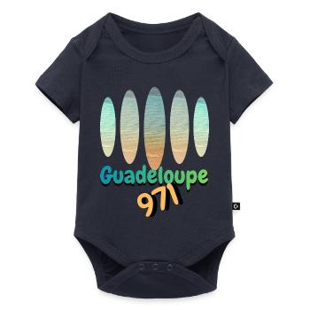 Guadeloupe 971 Strand- und Urlaubsfarben - Baby Premium Kurzarmbody - Navy - Vorne