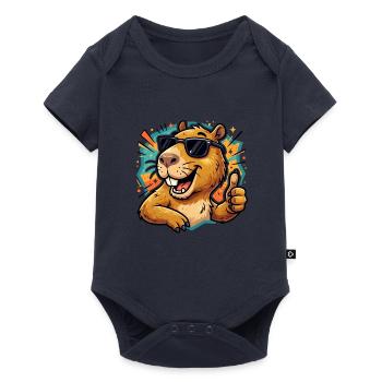Cooles Capybara-Daumen-hoch süßes Tier-Meme-T-Shirt - Baby Premium Kurzarmbody - Navy - Vorne