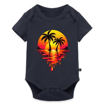Sunset Neon Palm Melt - Baby Premium Kurzarmbody - Navy - Vorne