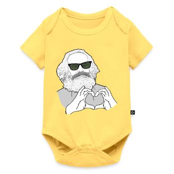 Karl Marx Hände bilden ein Herz Marxisten - Baby Premium Kurzarmbody - Pastellgelb - Vorne