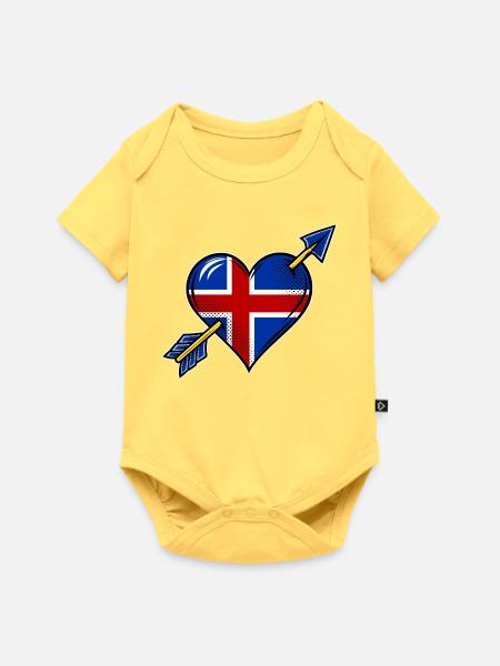 Island Flagge Herz mit Pfeil - Baby Premium Kurzarmbody - Pastellgelb