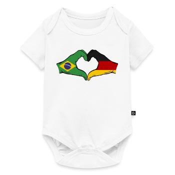 Brasilien Deutschland Flagge Haende Herzform - Baby Premium Kurzarmbody - Weiß - Vorne
