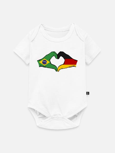 Brasilien Deutschland Flagge Haende Herzform - Baby Premium Kurzarmbody - Weiß