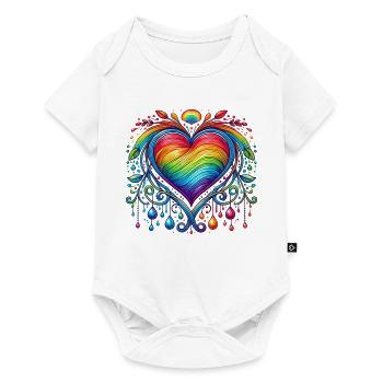Coeur arc-en-ciel - Body à manches courtes Premium Bébé - blanc - Devant