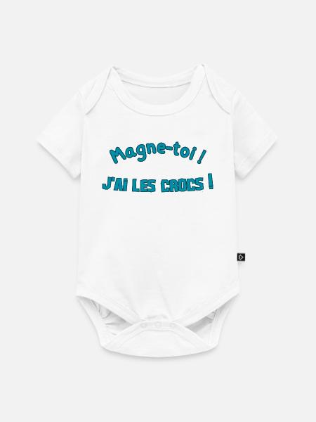 Magne-toi J'ai les Cr*cs – Bleu Pop - Body à manches courtes Premium Bébé - blanc