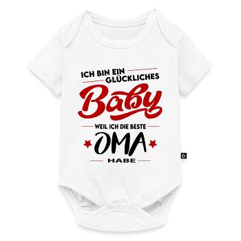 Glückliches Baby Beste Oma Best Grandma Happy - Baby Premium Kurzarmbody - Weiß - Vorne