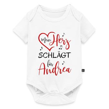 Mein Herz schlägt für Andrea - Baby Premium Kurzarmbody - Weiß - Vorne