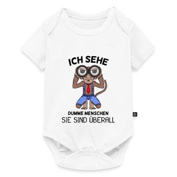 Ich sehe dumme Menschen Spruch lustig Affe - Baby Premium Kurzarmbody - Weiß - Vorne