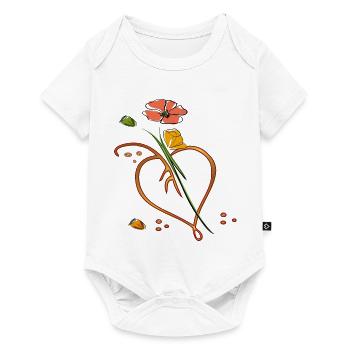 Flowers, flower with leaf in the shape of a heart - Baby Premium short-sleeve bodysuit - white - Front