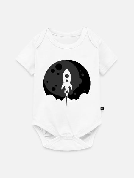 Rocket to the Moon - Schwarz - Baby Premium Kurzarmbody - Weiß